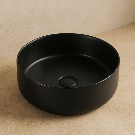 Lavabo 35,5 cm Roma tondo da appoggio nero opaco