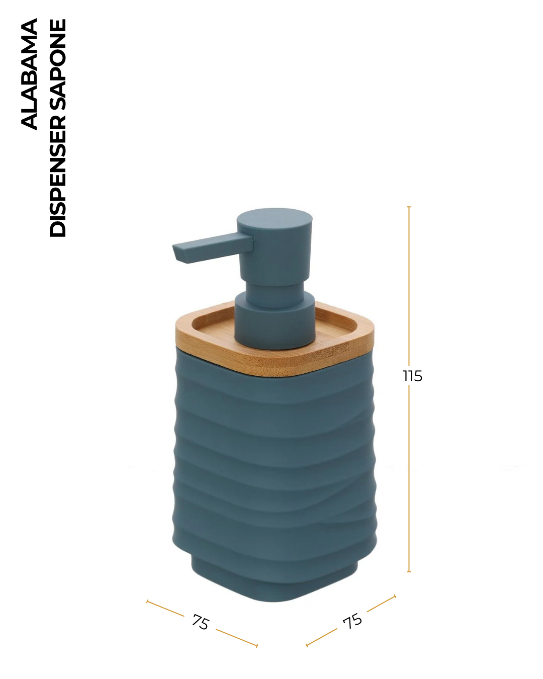 Dispenser sapone in plastica ABS e bamboo blu pastello Alabama
