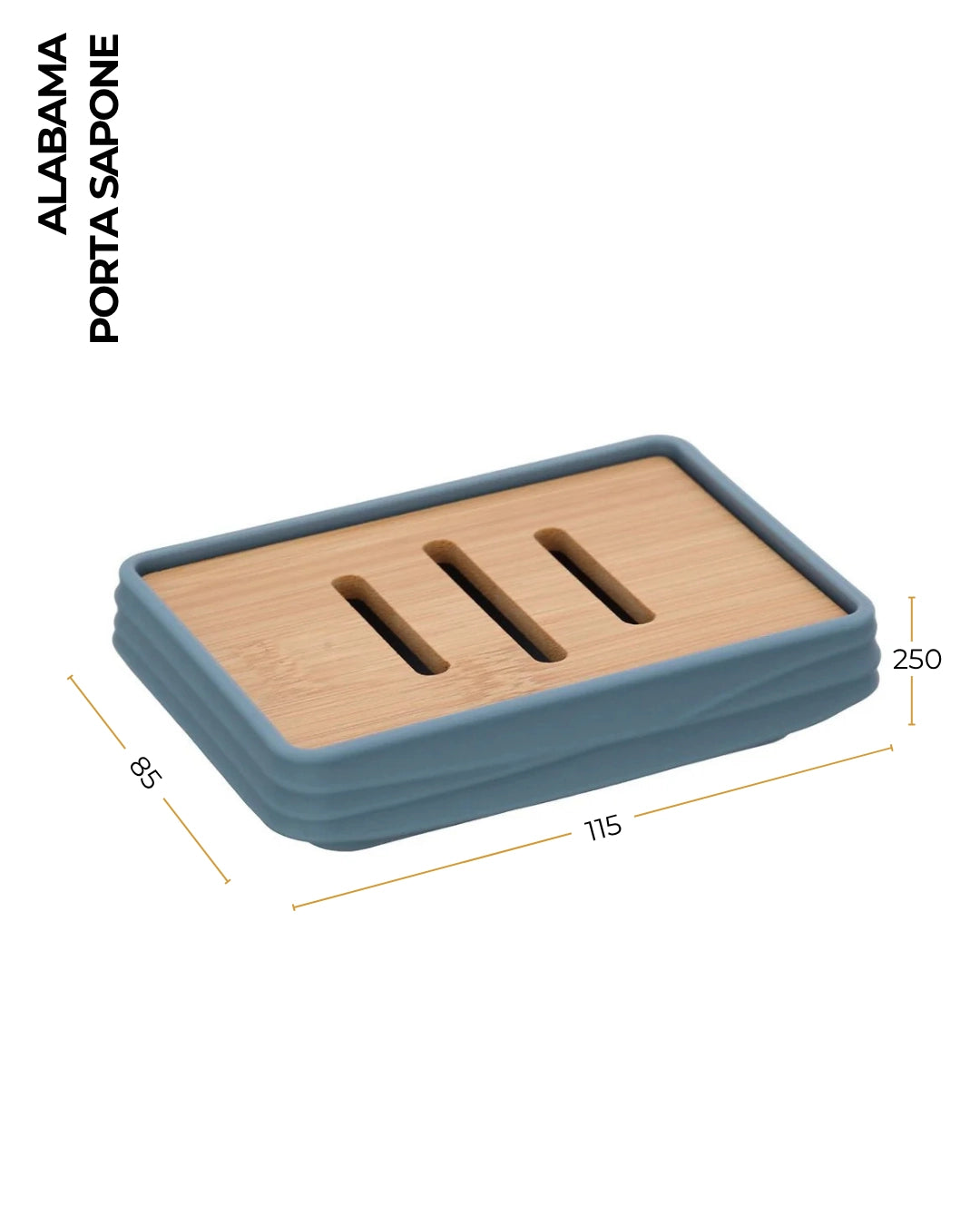 Portasapone in plastica ABS e bamboo bianco Alabama