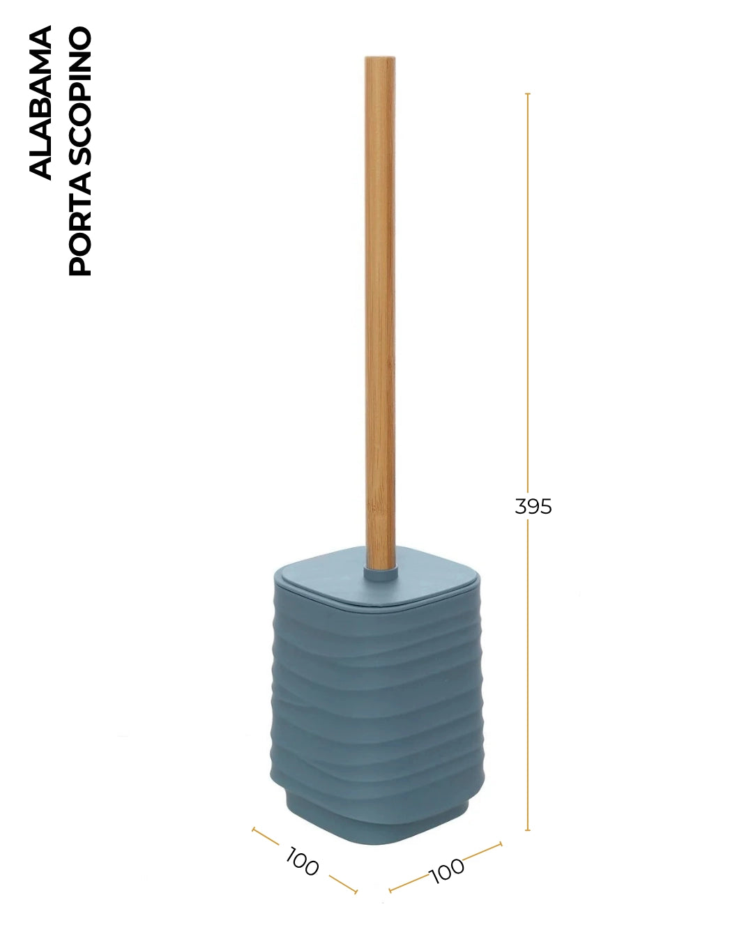 Portascopino in plastica ABS e bamboo grigio Alabama