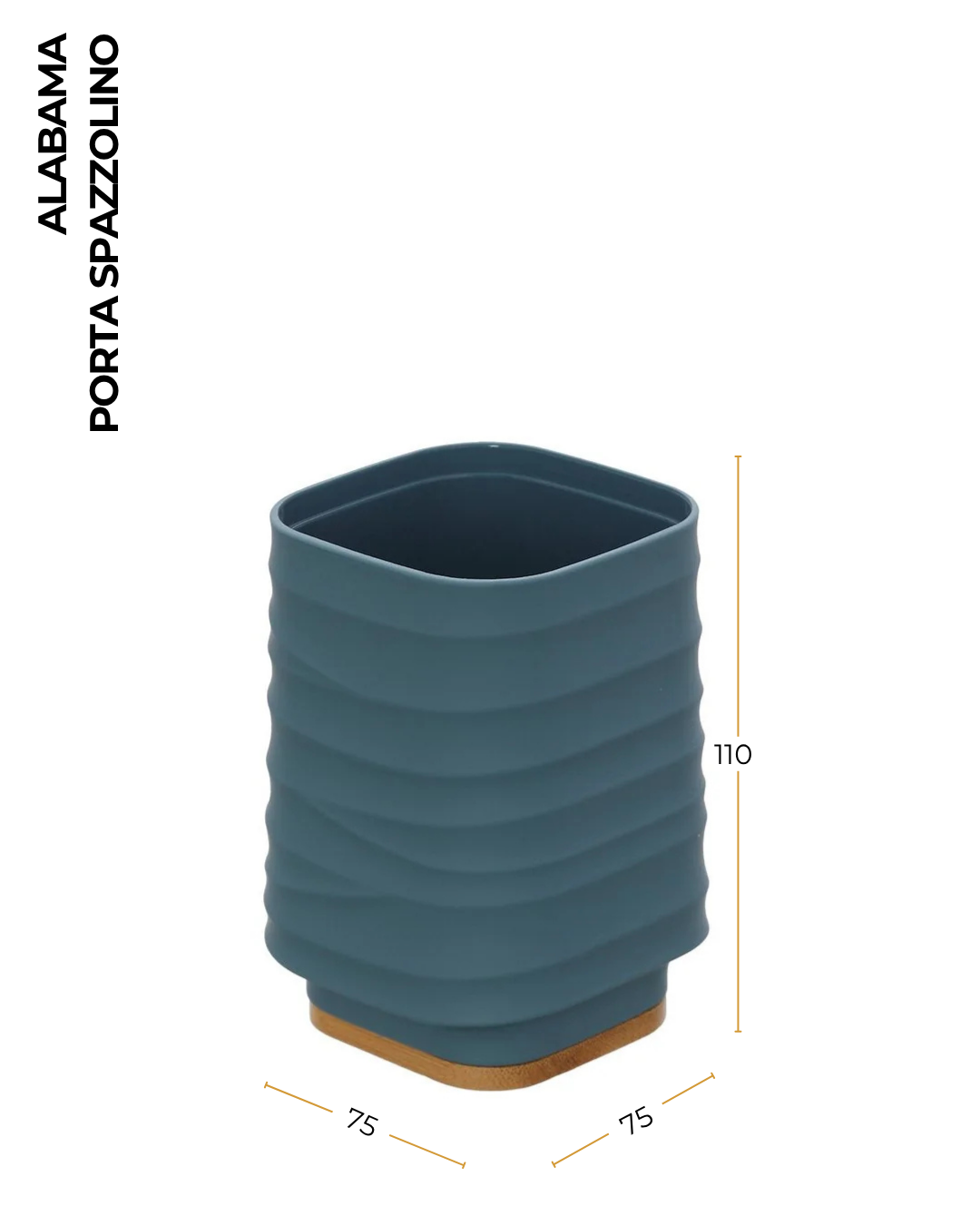 Portaspazzolino in plastica ABS e bamboo grigio Alabama