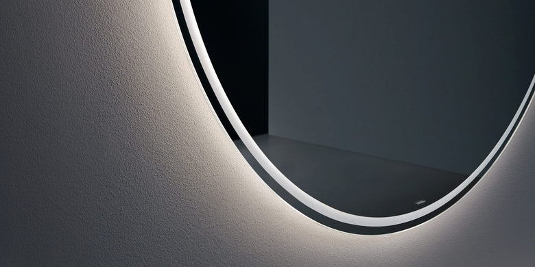 Antonio Lupi Albore Specchio 140 cm Tondo con Illuminazione spenta, dettaglio del corpo lampada e dei materiali - Antonio...