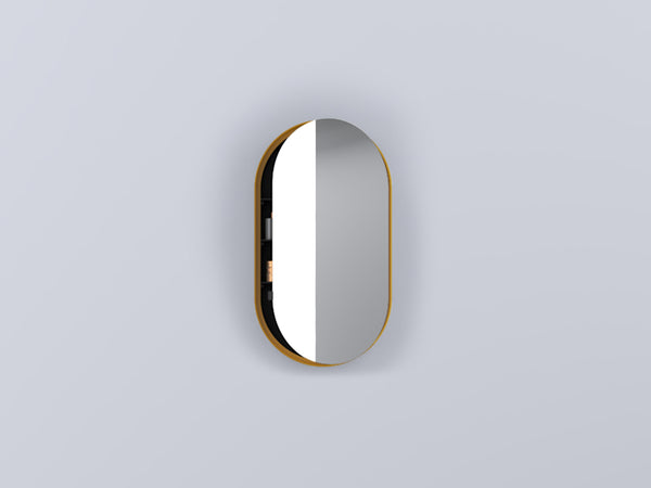 Cielo I Catini Oval Box Specchio 50x90 Contenitore Ovale Con Scocca Laccata Anemone