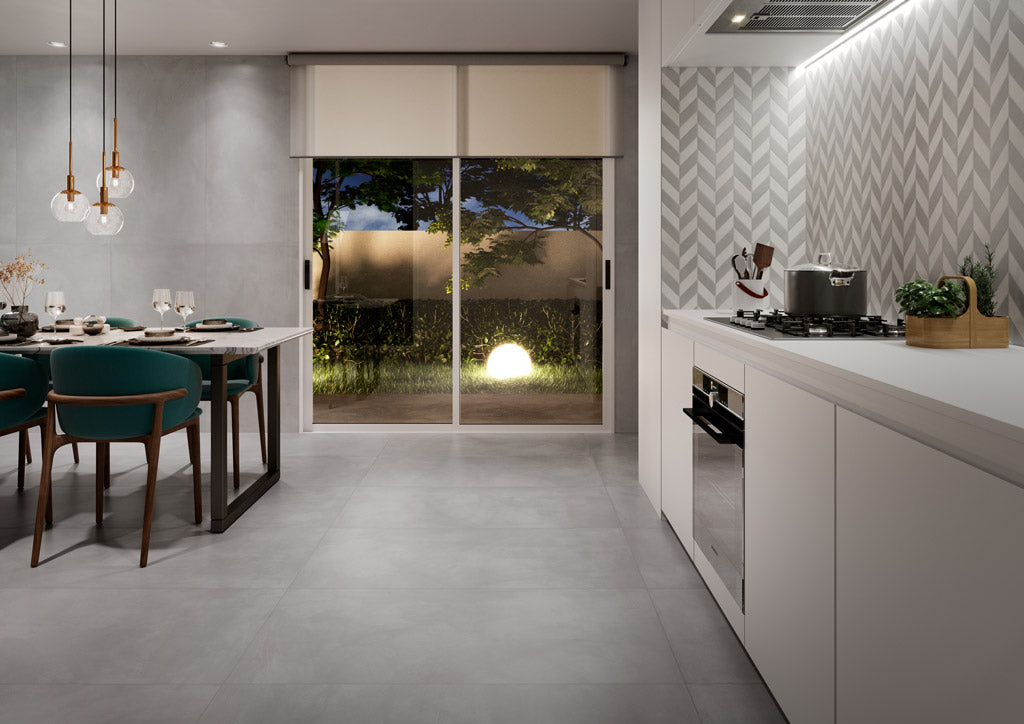 La fenice Touch pavimento rivestimento 60x120 rettificato in ambientazione completa, vista d'insieme della stanza - La...