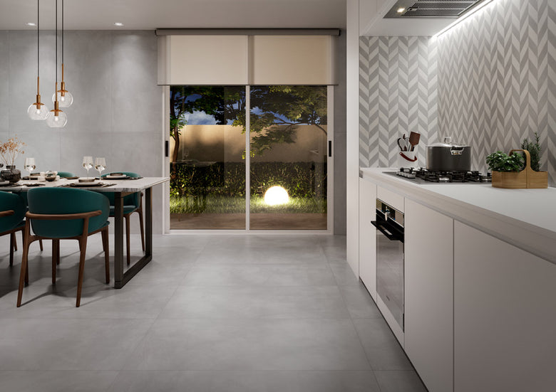 La fenice Touch pavimento rivestimento 60x120 rettificato in ambientazione completa, vista d'insieme della stanza - La...