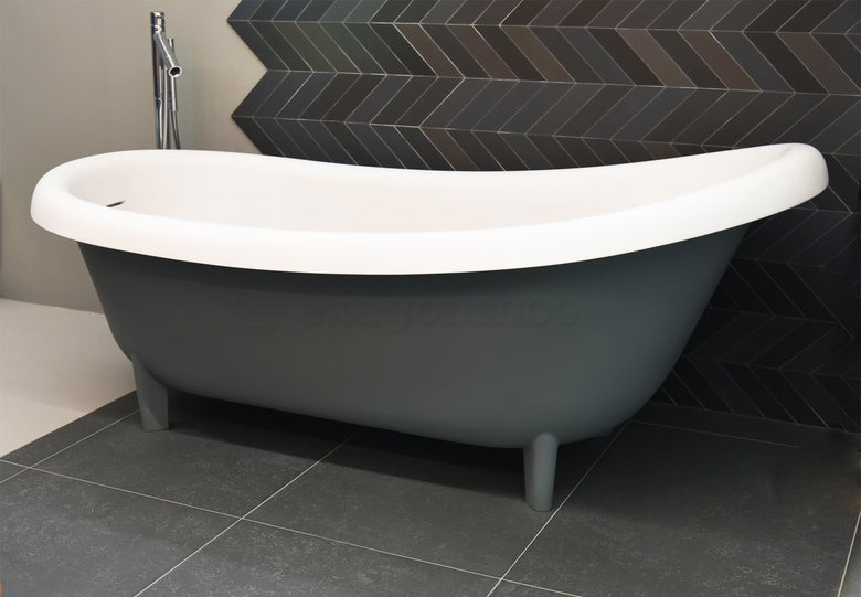 Antonio Lupi Suite310 Vasca 192x90 freestanding in in cristalplant visto dall'alto con superficie e piletta di scarico...