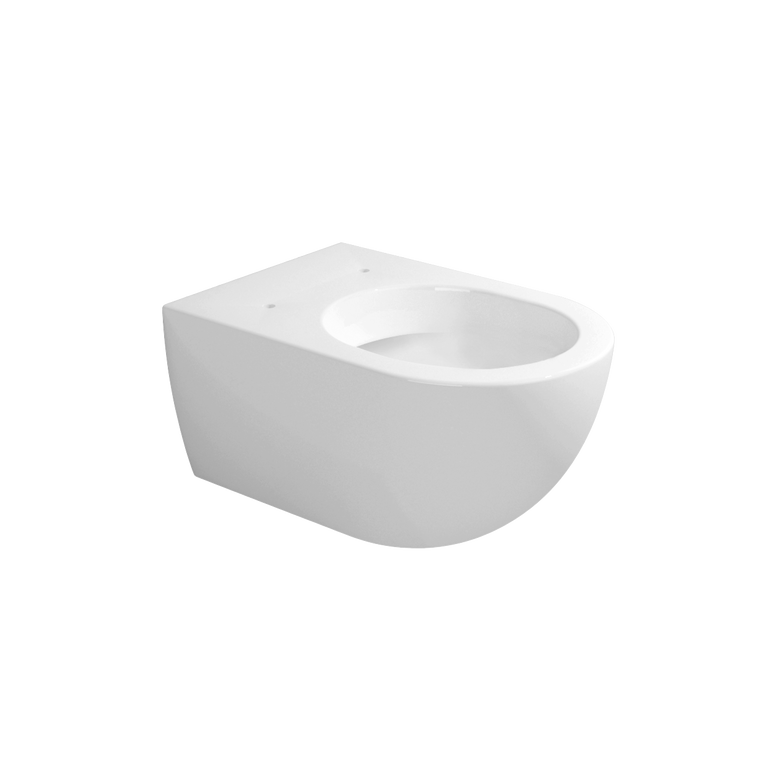 Ceramica Flaminia App Vaso sospeso con sistema goclean in 00 Bianco ambientato su piano bagno con accessori