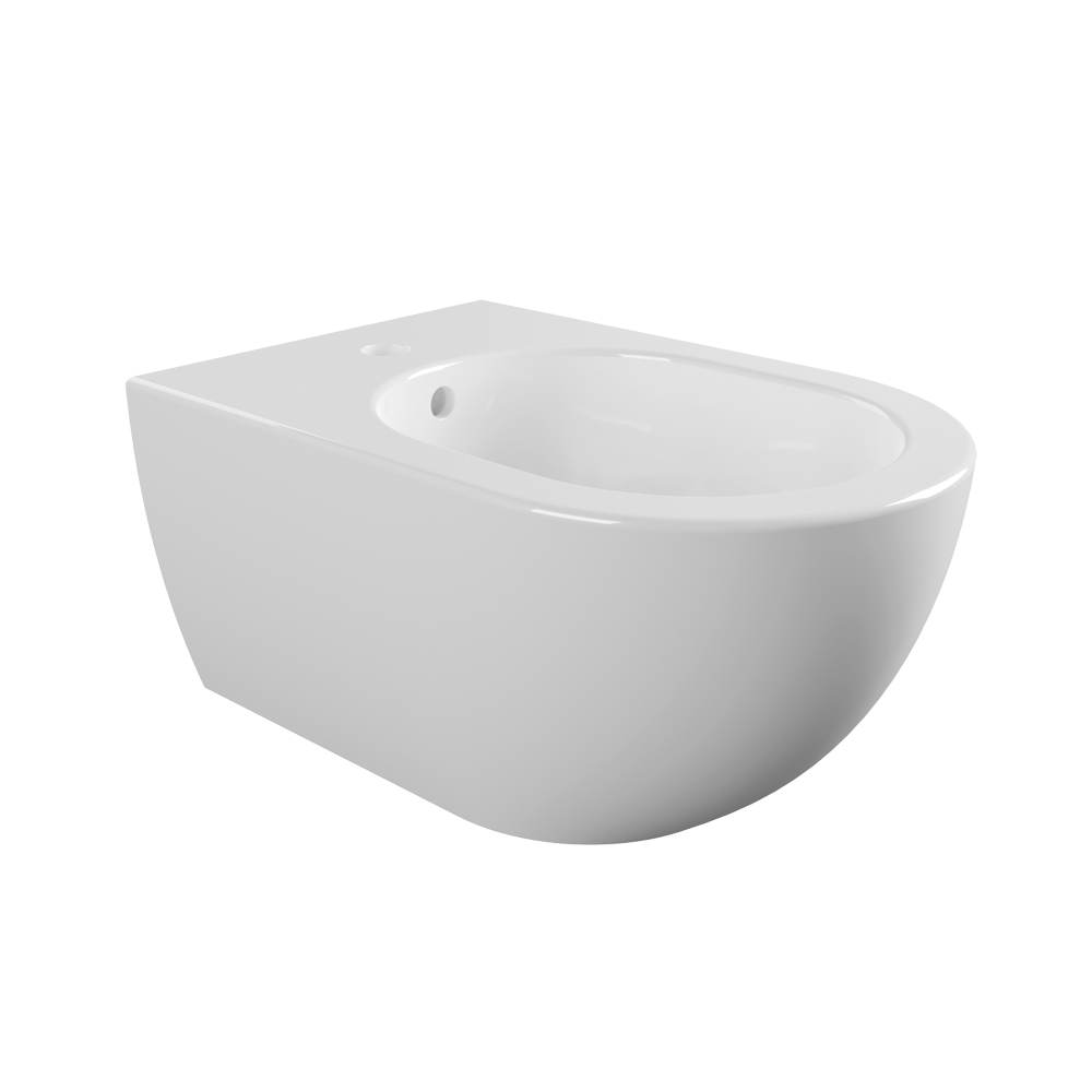 Ceramica Flaminia App bidet sospeso monoforo in ceramica 00 Bianco ambientato su piano bagno con accessori