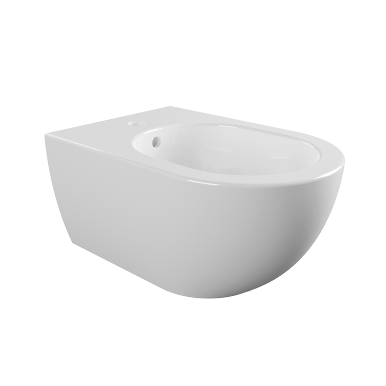 Ceramica Flaminia App bidet sospeso monoforo in ceramica 00 Bianco ambientato su piano bagno con accessori
