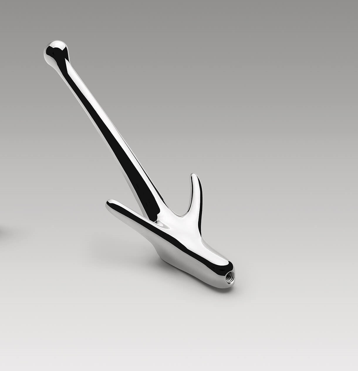 Colombo Hook 2 appendino bagno cromo AM27 in ottone e lucido montato a parete, vista del design e della finitura...