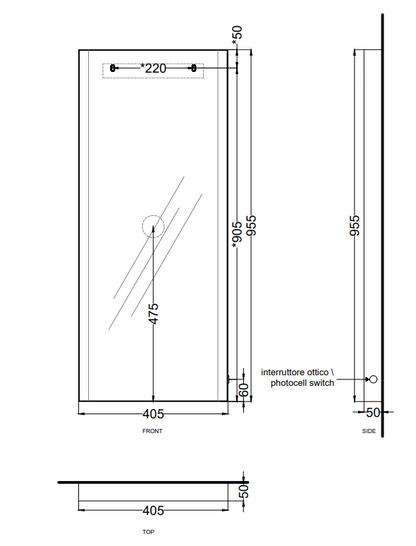 Cielo Arcadia Argo Specchio 40x95 A Parete Con Luce Led E Struttura In Metallo talco