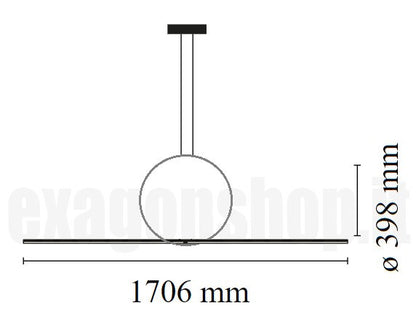 Flos Arrangements Line Round Small Lampada sospesa 170x39 cm a luce diffusa in alluminio nero