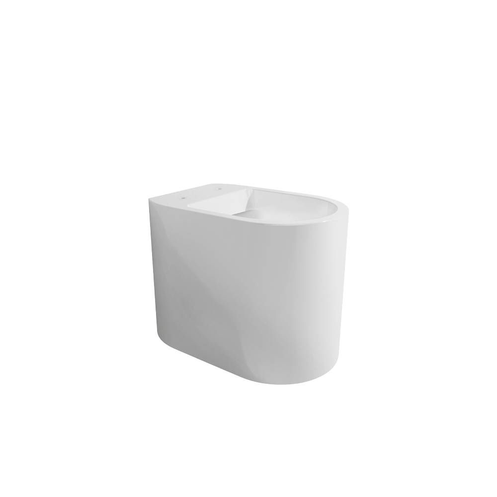 Ceramica Flaminia ASTRA Vaso filo muro a pavimento con 00 Bianco ambientato su piano bagno con accessori