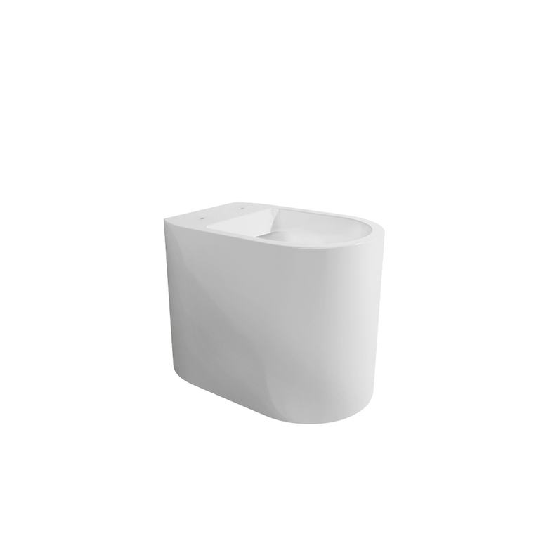 Ceramica Flaminia ASTRA Vaso filo muro a pavimento con 00 Bianco ambientato su piano bagno con accessori