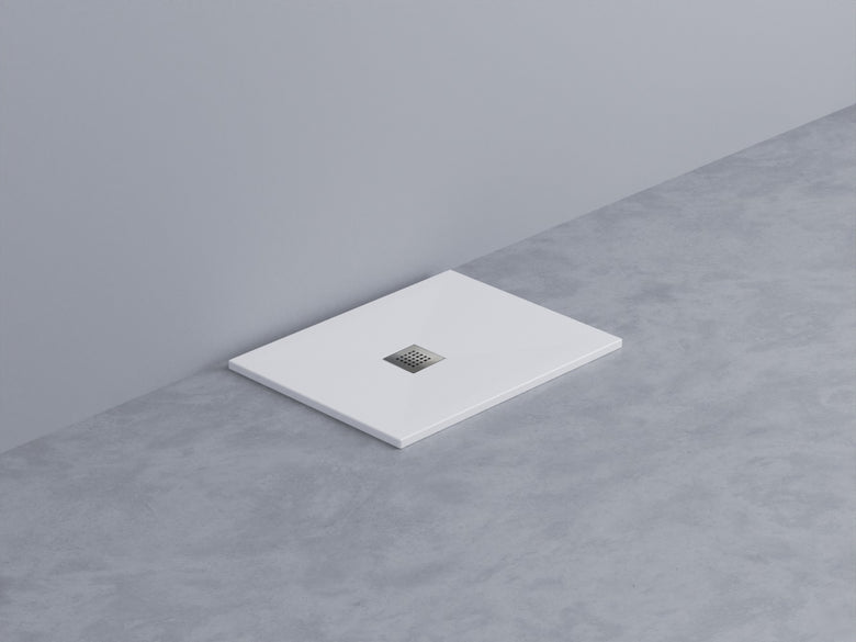 Cielo Infinito Piatto Doccia 70x90 H.3 Cm Da Appoggio O in ceramica visto dall'alto con superficie e piletta di scarico