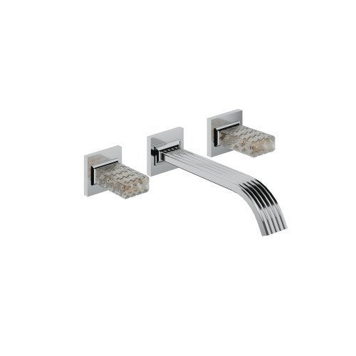 Treemme Kea RWIT7A52CCRO gruppo lavabo a muro maniglia in Cromo Lucido in cristallo ambientato su piano bagno con...
