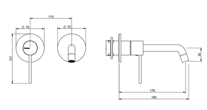 Treemme Up+ miscelatore lavabo 176 mm senza parte incasso cromo