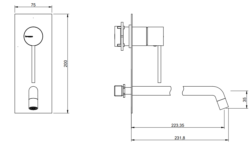 Treemme Up+ RWIT6BB3CC01 miscelatore lavabo 223 mm senza Cromo Lucido, vista frontale su sfondo bianco - Rubinetterie Treemme