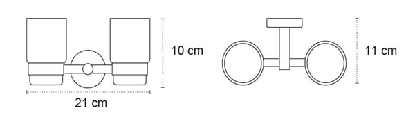 New Line M4 Bicchiere Portaspazzolini tondo Doppio In Acciaio Inox Cromato