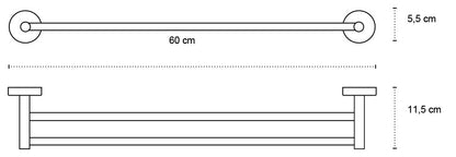 New Line N2 Portasciugamani 60 Cm tondo Doppio In Acciaio Inox Cromo