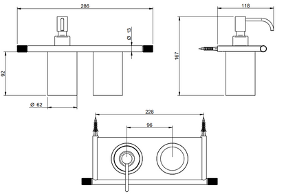 Treemme 22mm IT8371ISZZZZ portaspazzolini con portasapone liquido a muro bianco inox satinato