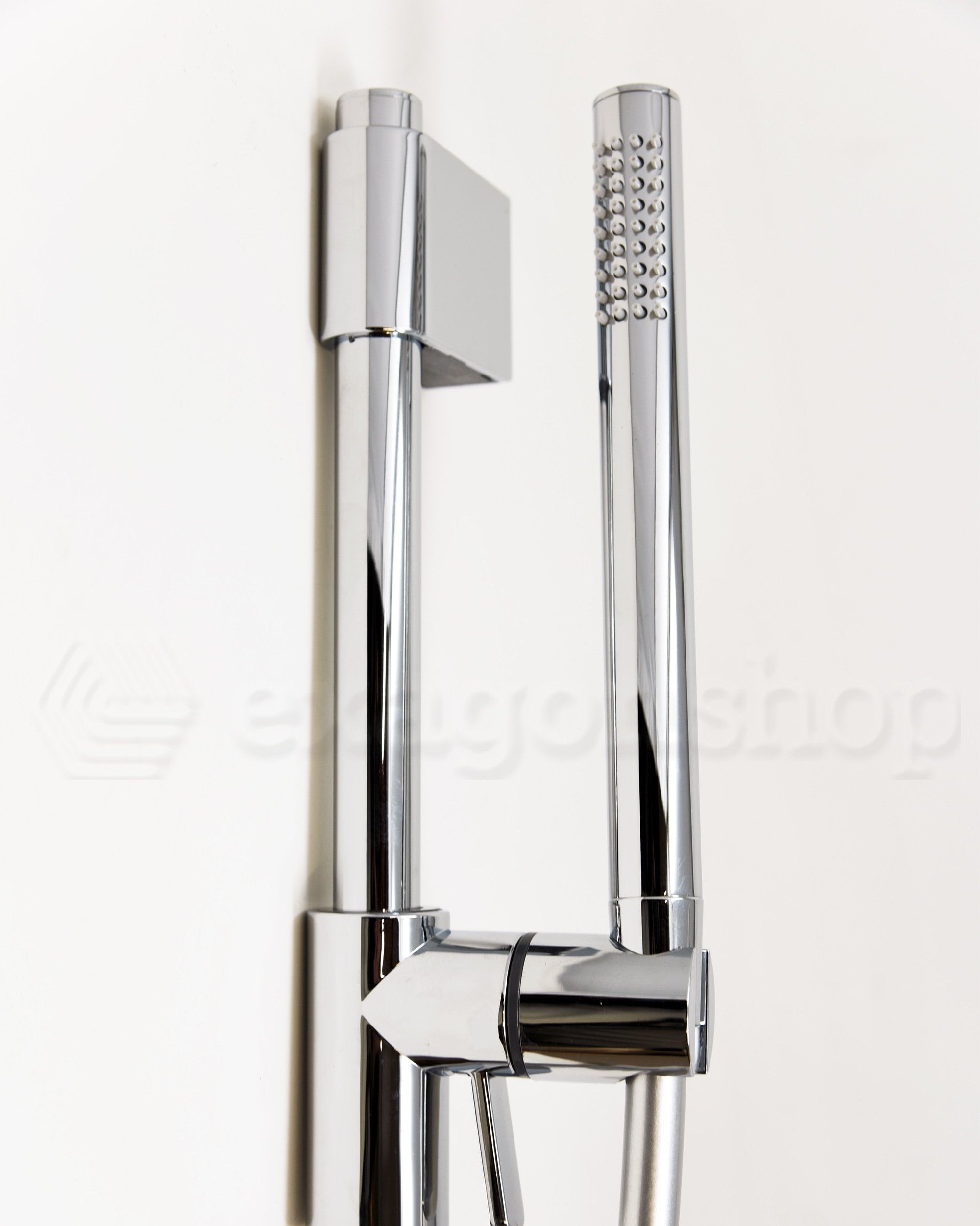 Disegno tecnico con quote di Asta doccia con saliscendi tonda in ottone cromo Cromo Lucido - Exagonshop
