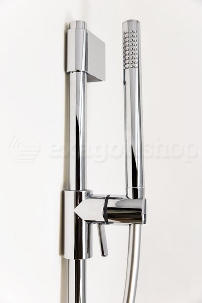 Asta doccia con saliscendi doccetta tonda in ottone e flessibile in pvc cromo