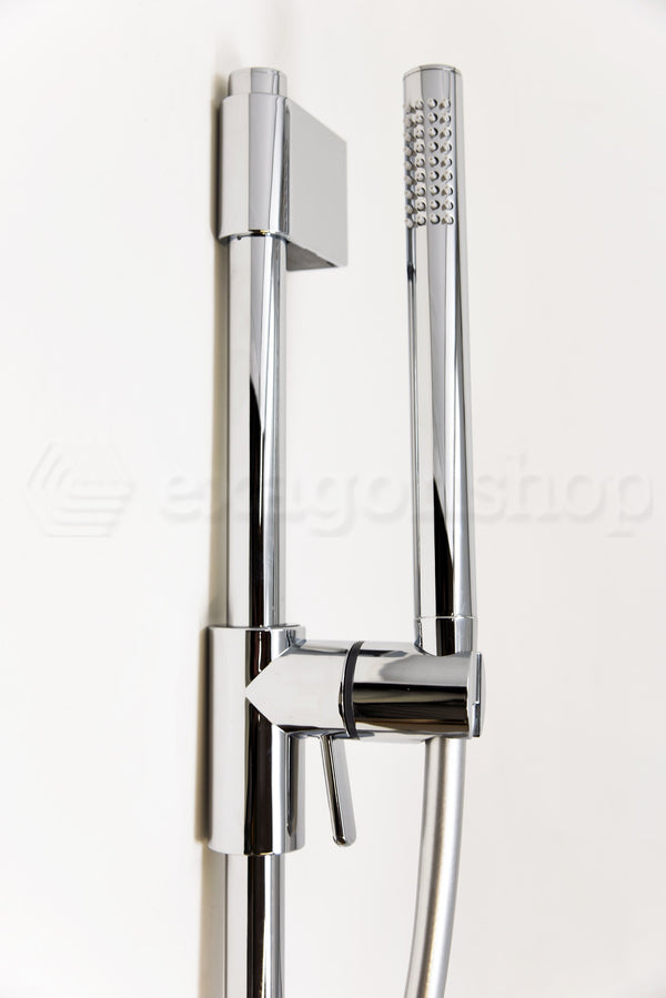 Asta doccia con saliscendi doccetta tonda in ottone e flessibile in pvc cromo