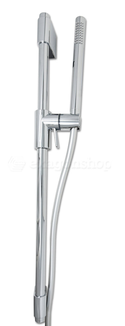 Asta doccia con saliscendi doccetta tonda in ottone e flessibile in pvc cromo