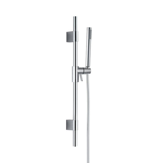 Asta doccia con saliscendi doccetta tonda in ottone e flessibile in pvc cromo