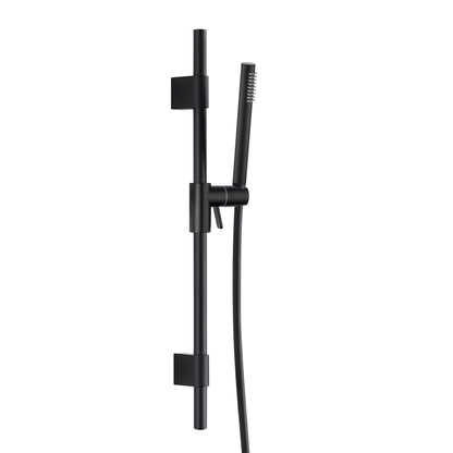 Asta doccia con saliscendi doccetta tonda in ottone e flessibile in pvc nero opaco