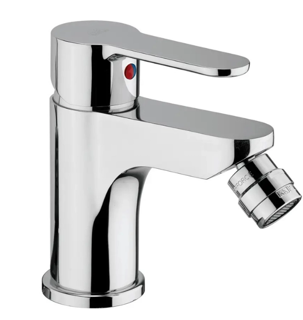 Paffoni Blu coppia miscelatori lavabo e bidet con scarico, vista laterale del profilo e della forma