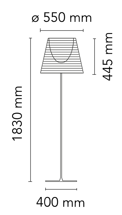 Flos Ktribe Floor 3 Lampada a pavimento tessuto con dimmer spenta, dettaglio del corpo lampada e dei materiali