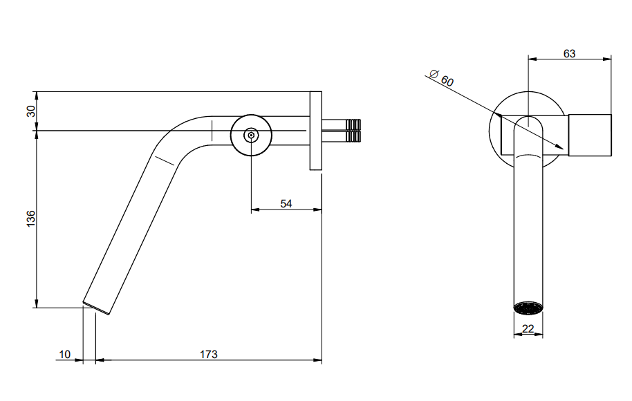 Treemme 22mm miscelatore lavabo a muro senza parte incasso Acciaio ambientato su piano bagno con accessori - Rubinetterie...