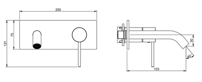 Treemme 40mm miscelatore lavabo a muro senza parte incasso inox satinato