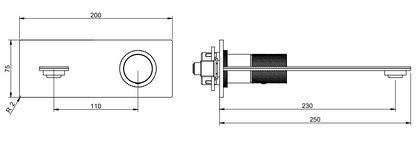 Treemme 3.6 RWIT9AA6IS21 miscelatore lavabo a muro con maniglia zigrinata senza parte incasso inox satinato