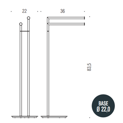 Colombo Design Mini Piantana con due aste Portasciugamani Stainless Steel Zirconium B40380HPS1