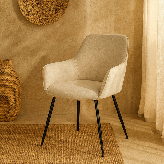 Andrea Bizzotto Cora sedia in tessuto beige e gambe nero 0730124