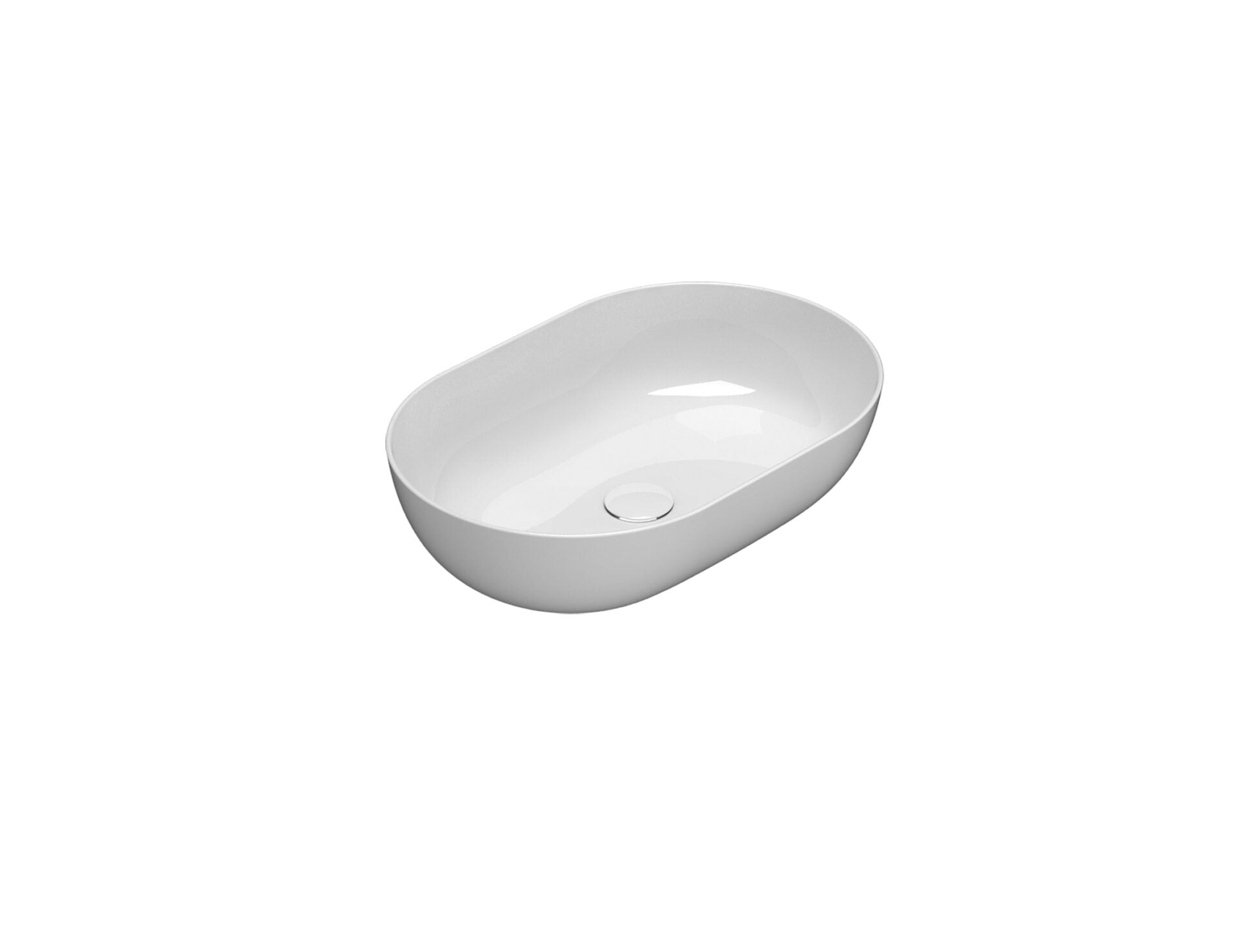 Globo T-edge Lavabo 60x41 da Appoggio in ceramica bianco in lucido ambientato su piano bagno con accessori - Ceramica Globo