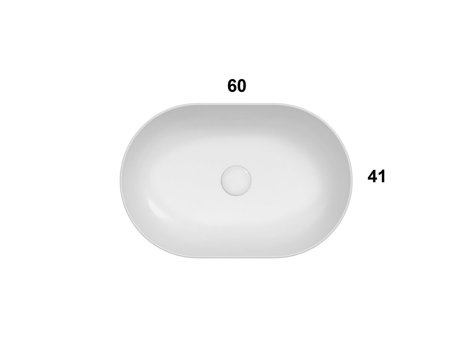 Globo T-edge Lavabo 60x41 da Appoggio in ceramica bianco, vista frontale su sfondo bianco - Ceramica Globo