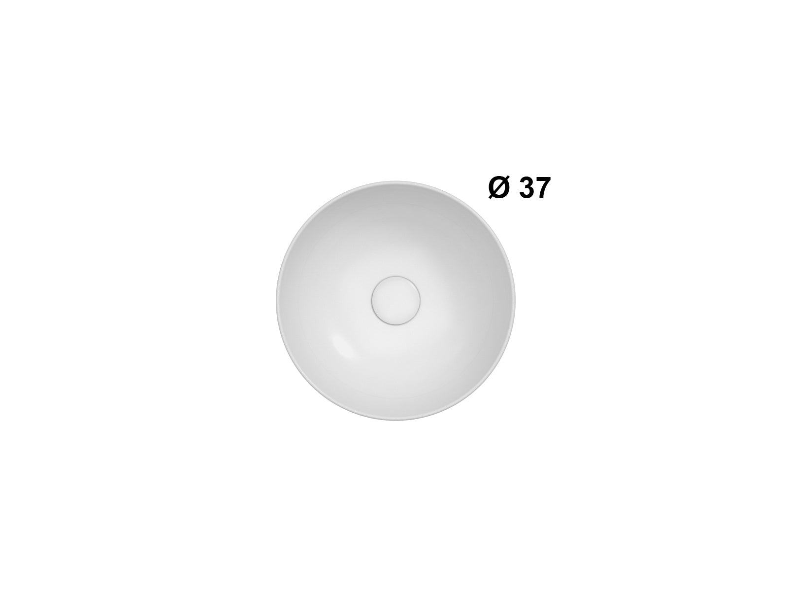 Globo T-Edge Lavabo tondo 37 cm da Appoggio in ceramica, vista frontale su sfondo bianco - Ceramica Globo