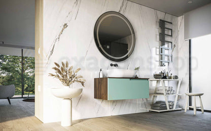 Mobile bagno Noce Salvia 90x46 Sorrento un cassetto con lavabo da appoggio in ceramica
