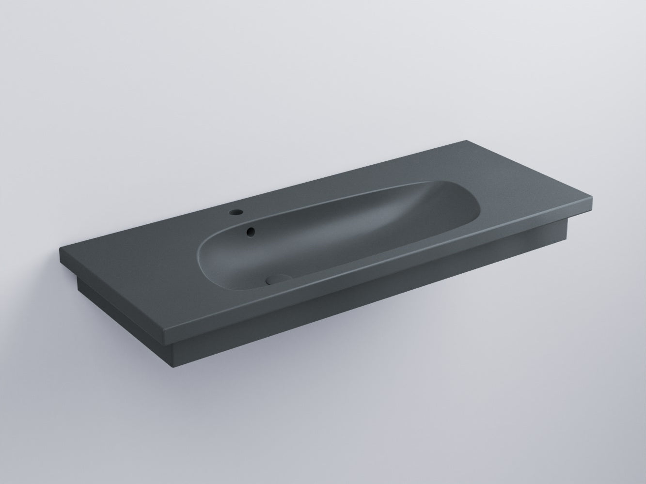 Cielo Enjoy Lavabo 120x48 Sospeso O Da Appoggio Con Piletta in ceramica ambientato su piano bagno con accessori