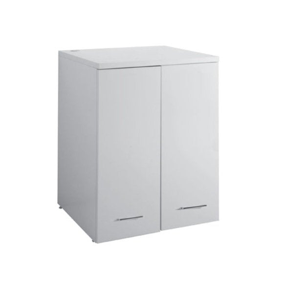 Colavene mobile contenitore lavatrice asciugatrice 70X66 installato su lavello, vista della bocca e della leva