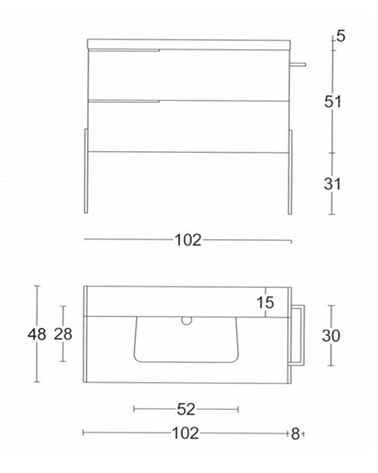 Mobile bagno Bianco Lucido 100x45 Venezia a pavimento con portasciugamani