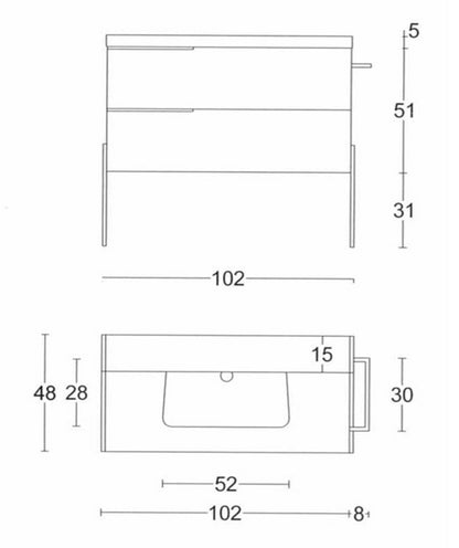 Mobile bagno Bianco Lucido 100x45 Venezia a pavimento due cassetti con portasciugamani e Lavabo