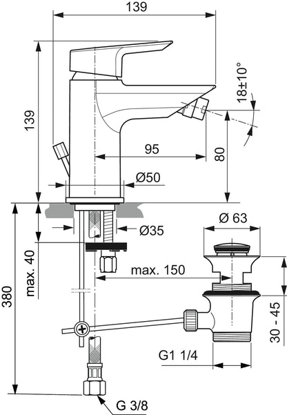 Ideal standard Ceramix coppia miscelatori lavabo e bidet con piletta cromo A7583AA A7582AA