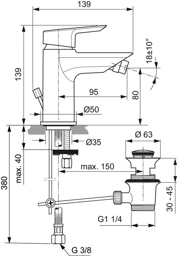Ideal standard Ceramix coppia miscelatori lavabo e bidet con piletta cromo A7583AA A7582AA