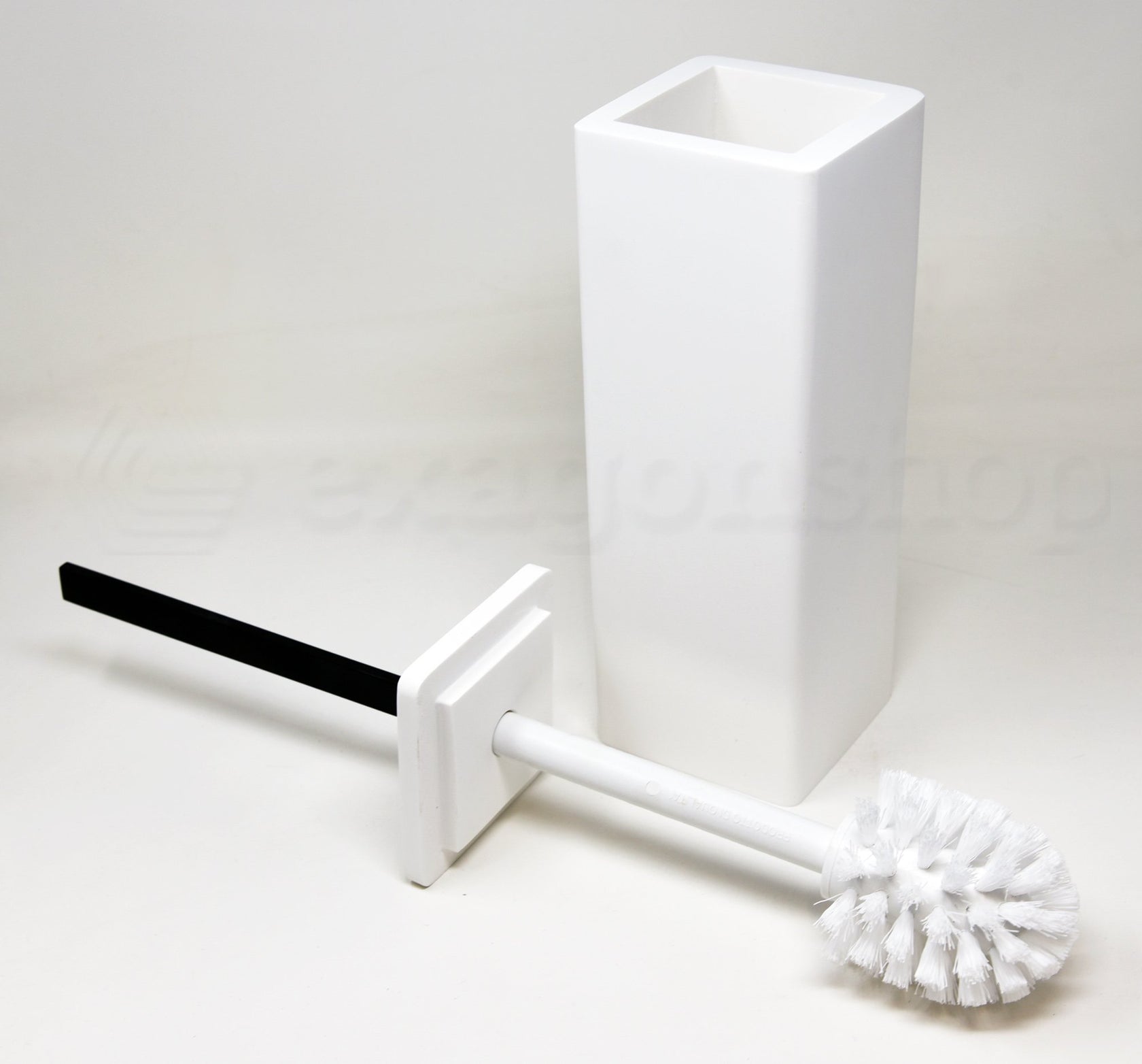 Bertocci fly portascopino a pavimento bianco manico nero BIANCO NERO, retro con sistema di fissaggio a parete