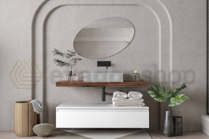 Mobile bagno tabacco bianco opaco 120x50 Oasy un cassetto con top e lavabo rettangolare da appoggio